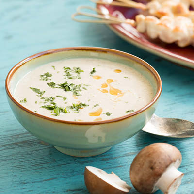Champignonschaumsüppchen-mit-Geflügelsatée