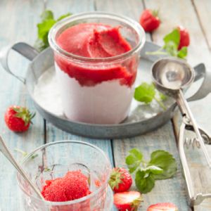 Erdbeer-Vanille-Sorbet