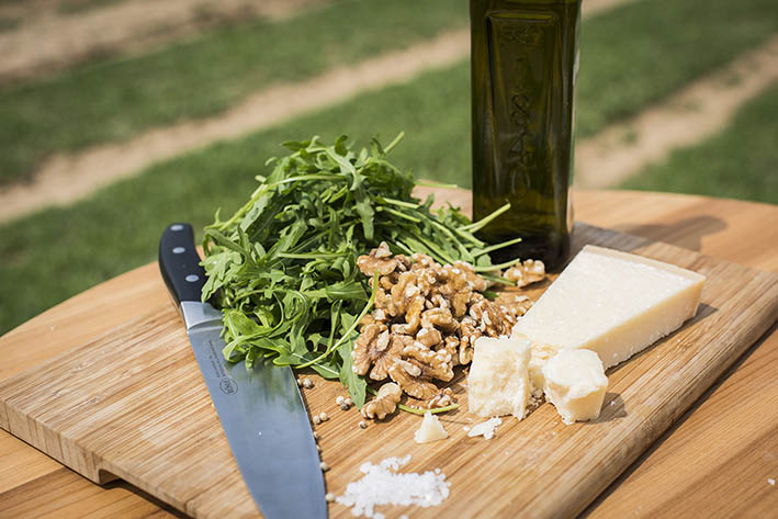 Zutaten Rucola Pesto: Rucola, Walnüsse, Parmesan
