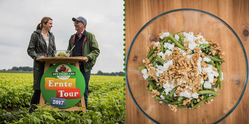 Bohnensalat am Ernte-Tour-Tisch, von und mit Johanna (Mählmann Gemüseanbau)