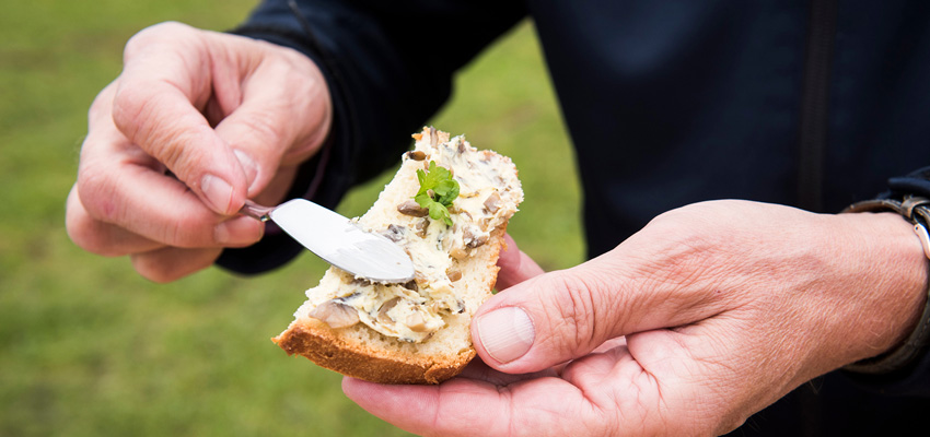 Champignon-Thymianbutter auf Brot
