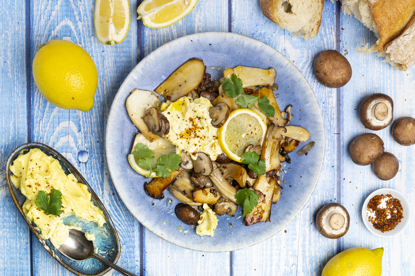 Mediterrane Pilze mit Aioli zubereitet